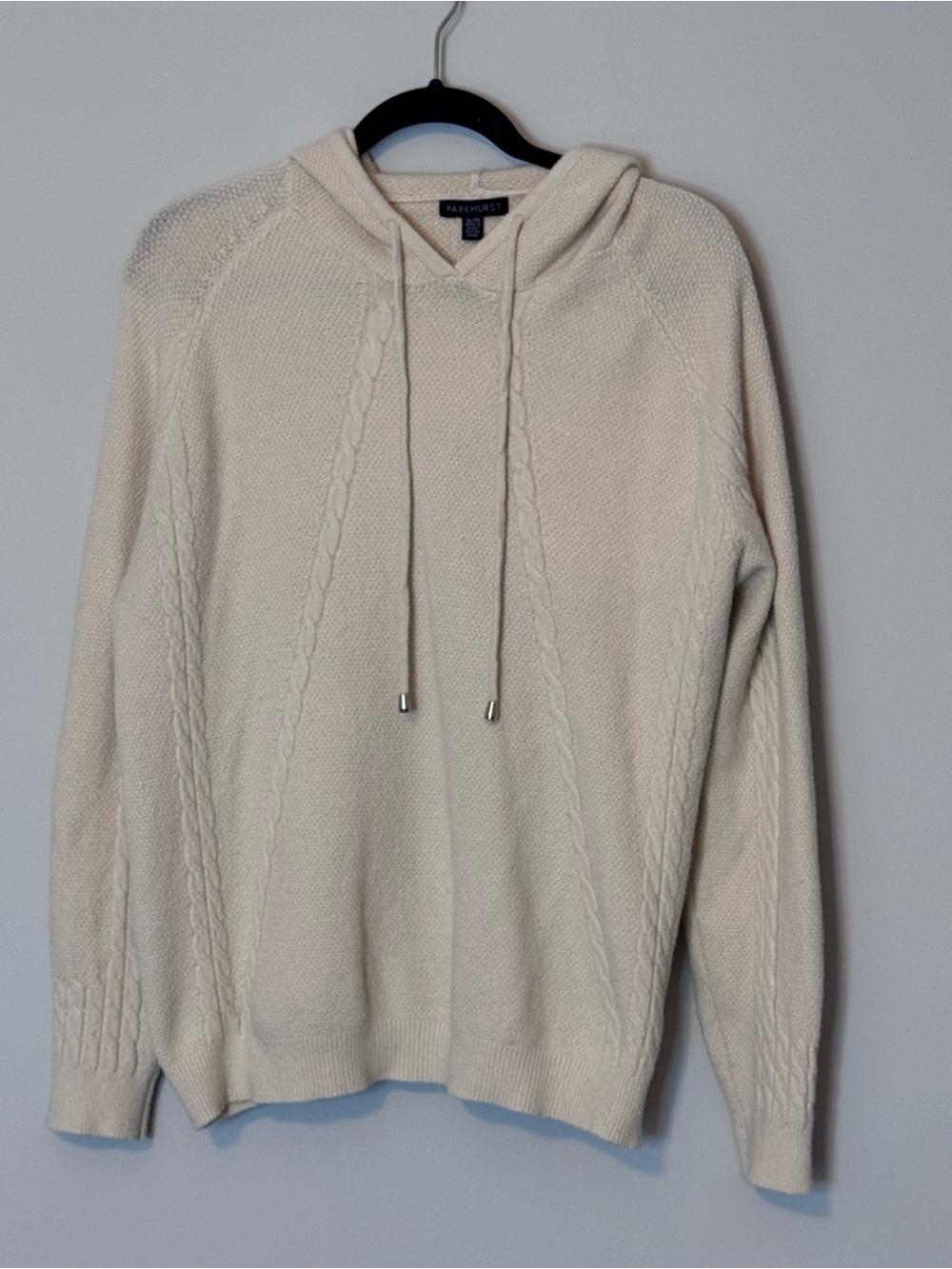 Parkhurst Women’s XL Ivory Cable-Knit Hooded Sweater